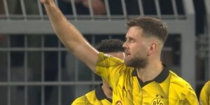 Ο Φιουλκρουγκ πανηγυρίζει το 1-0 στον ημιτελικό του Champions League Ντόρτμουντ-Παρί