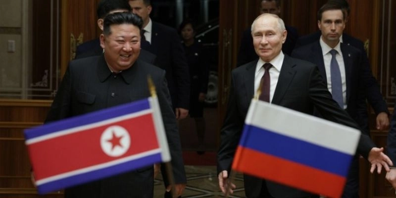 Ο Κιμ Γιονγκ Ουν με τον Βλάντιμιρ Πούτιν