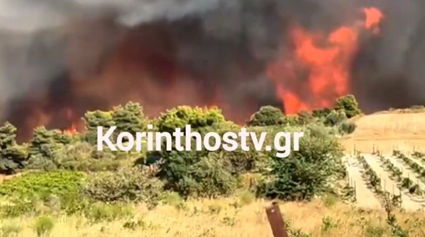 Φωτιά στην Κορινθία: Μάχη με τις αναζωπυρώσεις σε Στιμάγκα και Κούτσι (Βίντεο)