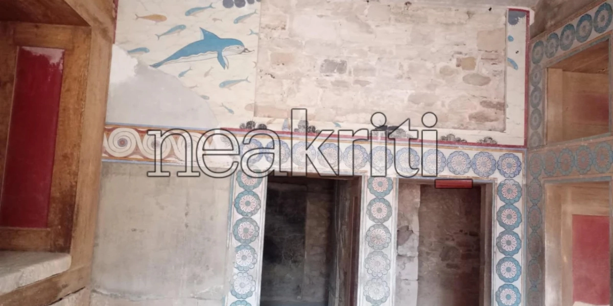 Κνωσός: Κατέρρευσε τμήμα της τοιχογραφίας των δελφινιών