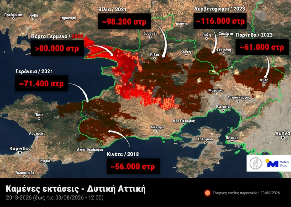 Φωτιές: Εξαφανίζεται το πράσινο της Δυτικής Αττικής – Κάηκαν 480.000 στρέμματα σε οκτώ χρόνια